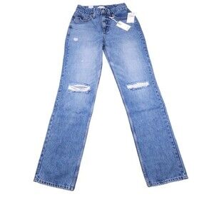 Good American Blue Straight Leg Jeans